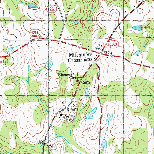 Topographic Map of Ebenezer Church, NC