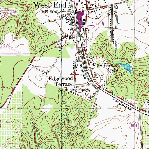 Topographic Map of Edgewood Terrace, NC