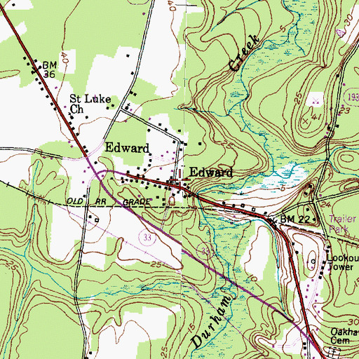 Topographic Map of Edward, NC