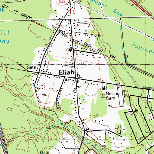 Topographic Map of Eliah, NC