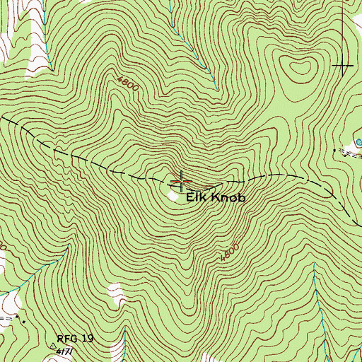 Topographic Map of Elk Knob, NC