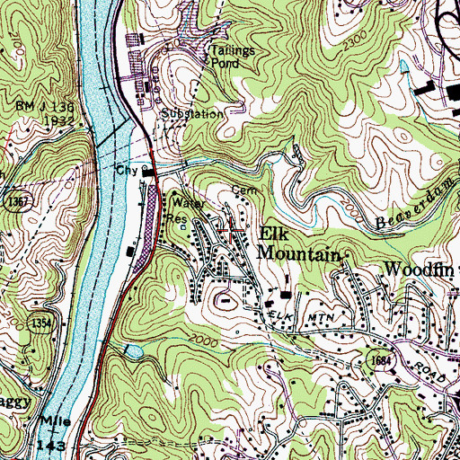 Topographic Map of Elk Mountain, NC
