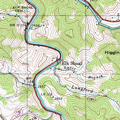 Topographic Map of Elk Shoal, NC