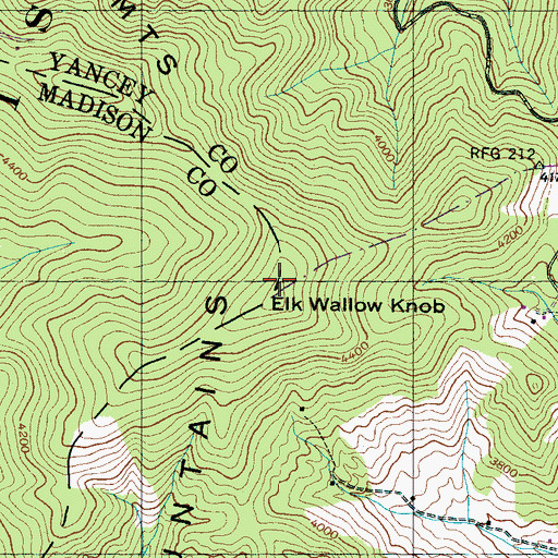Topographic Map of Elk Wallow Knob, NC