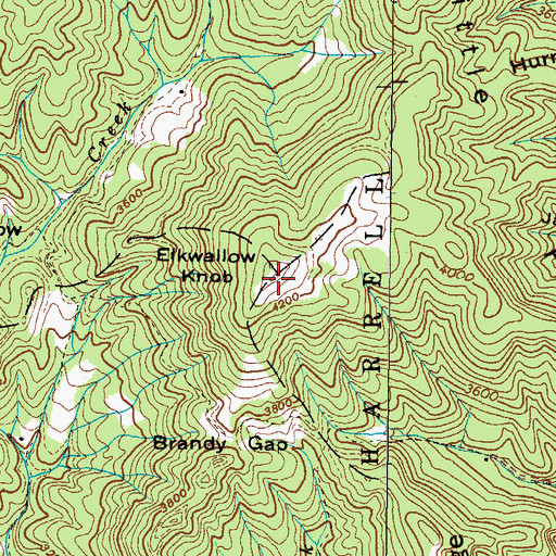 Topographic Map of Elkwallow Knob, NC