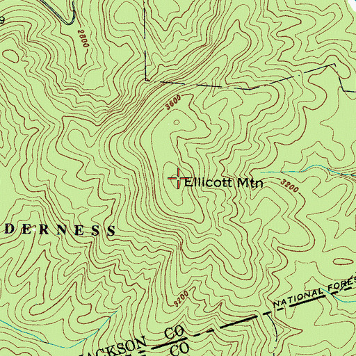 Topographic Map of Ellicott Mountain, NC