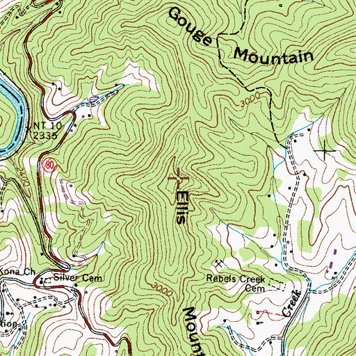 Topographic Map of Ellis Mountain, NC