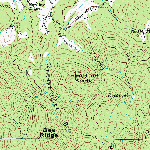 Topographic Map of England Knob, NC