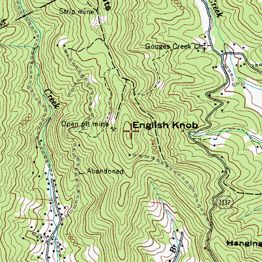 Topographic Map of English Knob, NC
