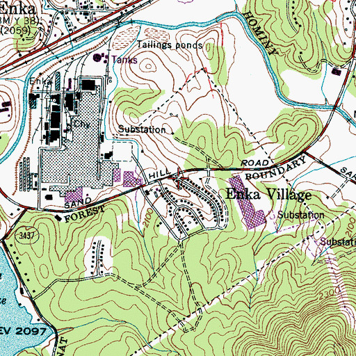 Topographic Map of Enka Village, NC