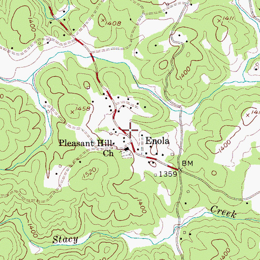 Topographic Map of Enola, NC
