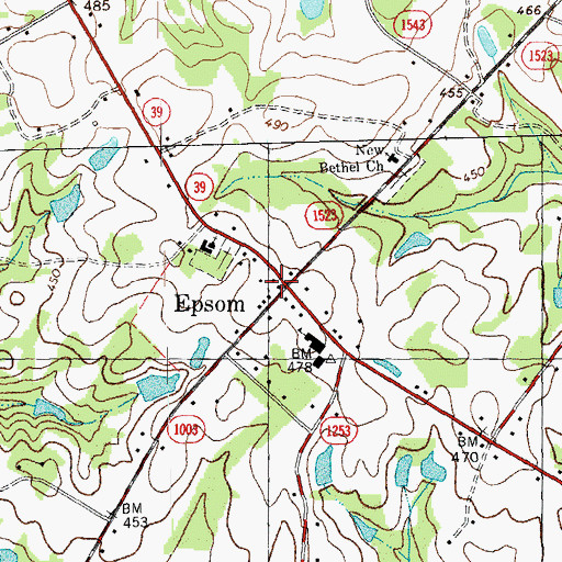 Topographic Map of Epsom, NC