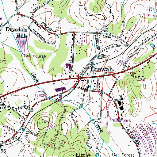 Topographic Map of Etowah, NC
