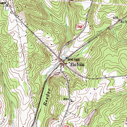 Topographic Map of Eufola, NC