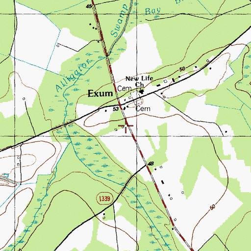 Topographic Map of Exum, NC