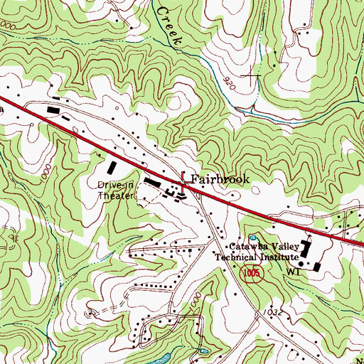 Topographic Map of Fairbrook, NC