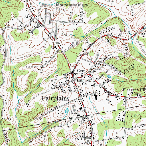 Topographic Map of Fairplains, NC