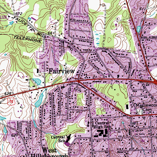 Topographic Map of Fairview, NC
