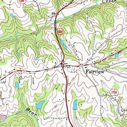 Topographic Map of Fairview, NC