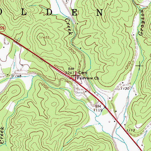 Topographic Map of Fairview Church, NC