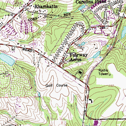 Topographic Map of Fairway Acres, NC