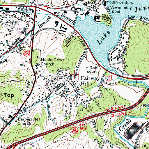 Topographic Map of Fairway Hills, NC