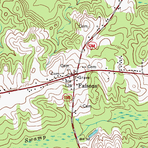 Topographic Map of Faisons, NC
