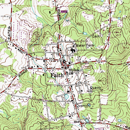 Topographic Map of Faith, NC