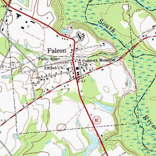 Topographic Map of Falcon, NC
