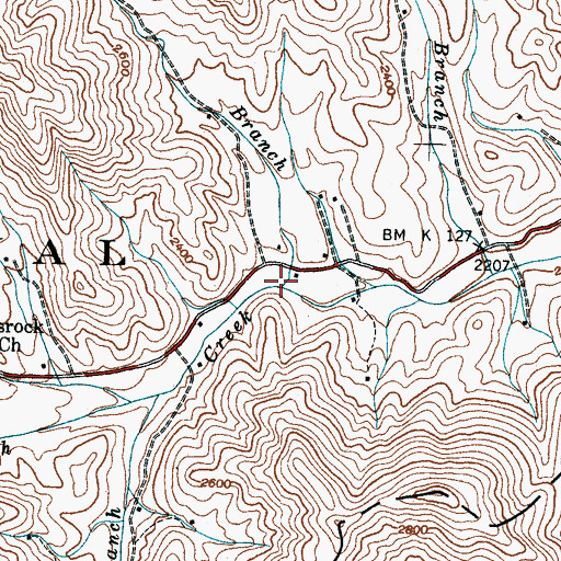 Topographic Map of Fall Branch, NC