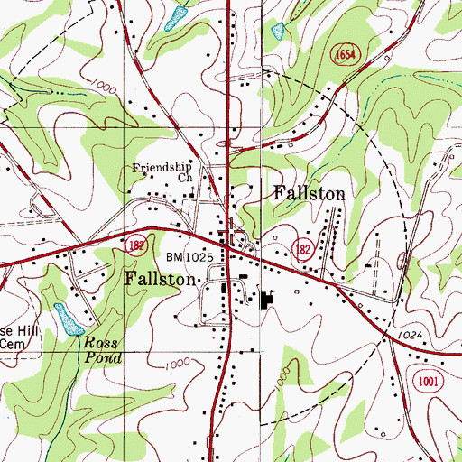 Topographic Map of Fallston, NC