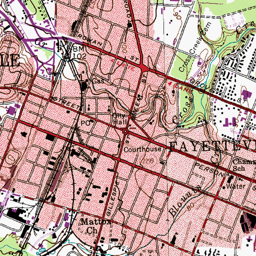 Topographic Map of Fayetteville, NC