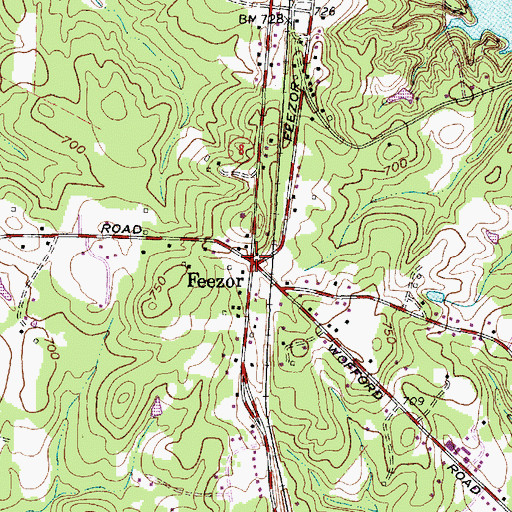 Topographic Map of Feezor, NC