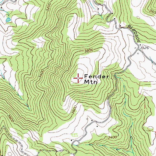 Topographic Map of Fender Mountain, NC