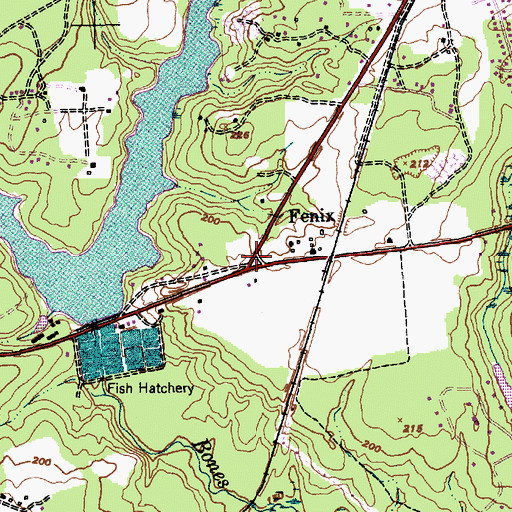 Topographic Map of Fenix, NC
