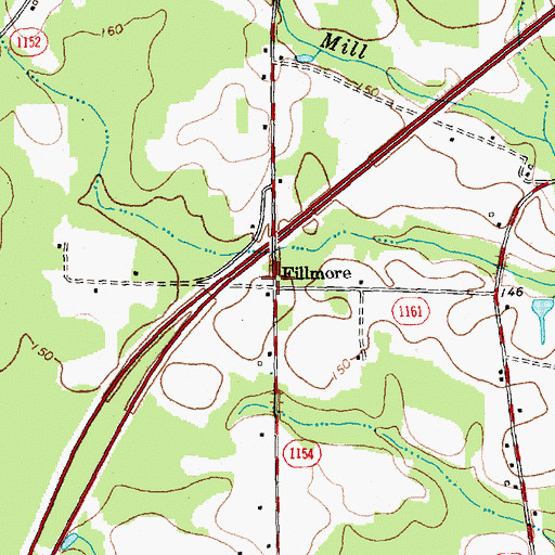 Topographic Map of Fillmore, NC