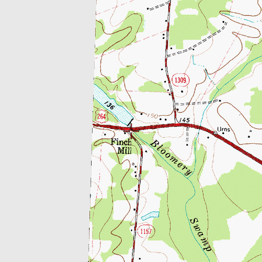 Topographic Map of Finch Mill, NC