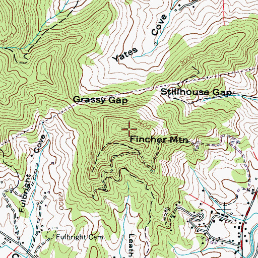 Topographic Map of Fincher Mountain, NC