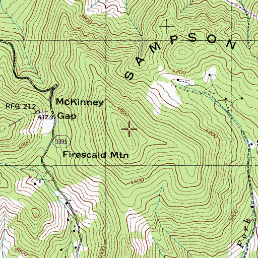 Topographic Map of Firescald Mountain, NC