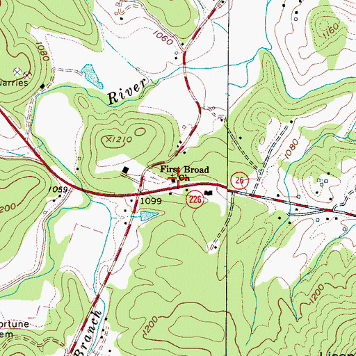 Topographic Map of First Broad Church, NC
