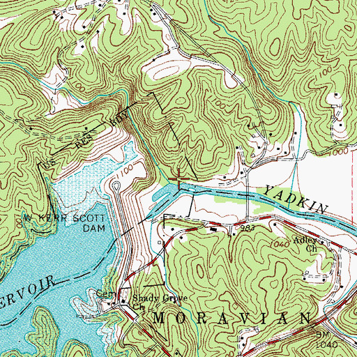 Topographic Map of Fish Dam Creek, NC