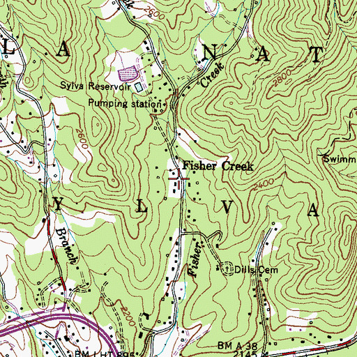 Topographic Map of Fisher Creek, NC