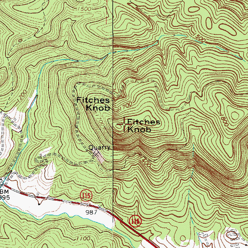 Topographic Map of Fitches Knob, NC