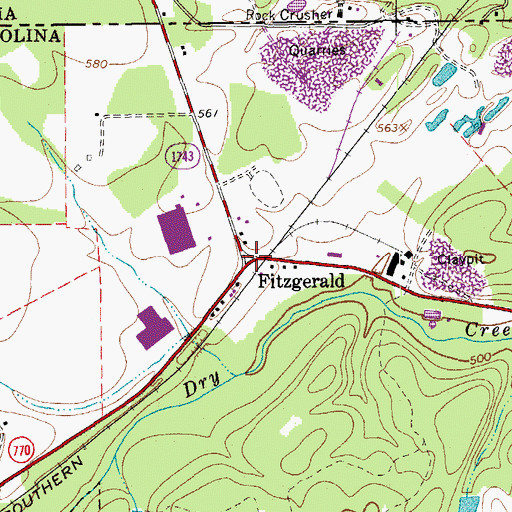 Topographic Map of Fitzgerald, NC
