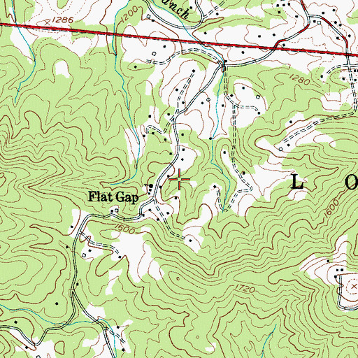 Topographic Map of Flat Gap, NC