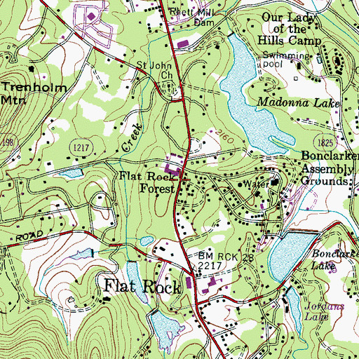 Topographic Map of Flat Rock Forest, NC