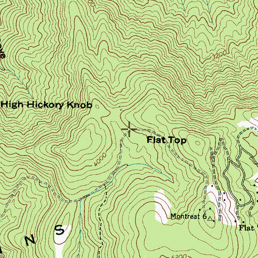 Topographic Map of Flat Top, NC
