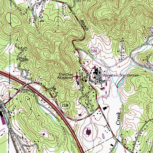 Topographic Map of Fletcher Academy, NC