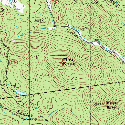 Topographic Map of Flint Knob, NC