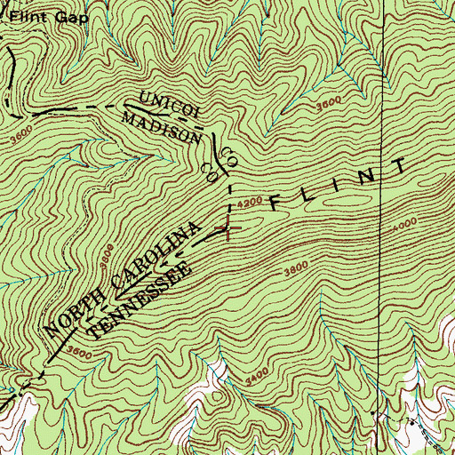 Topographic Map of Flint Mountain, NC